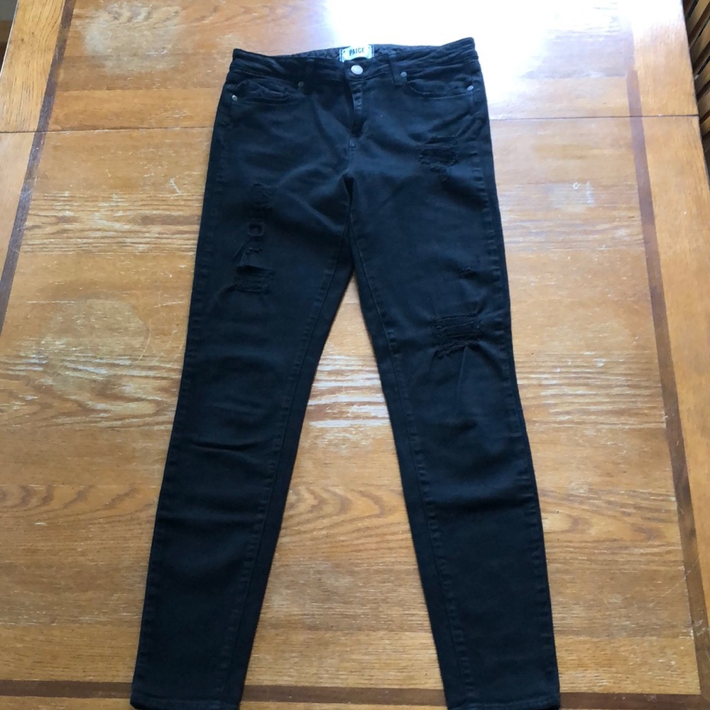 Paige distressed black jeans